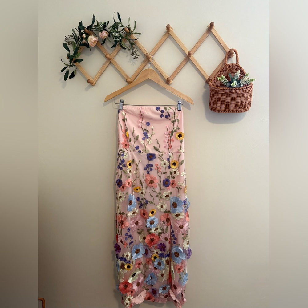 Floral Embroidered Pink Vici Dress